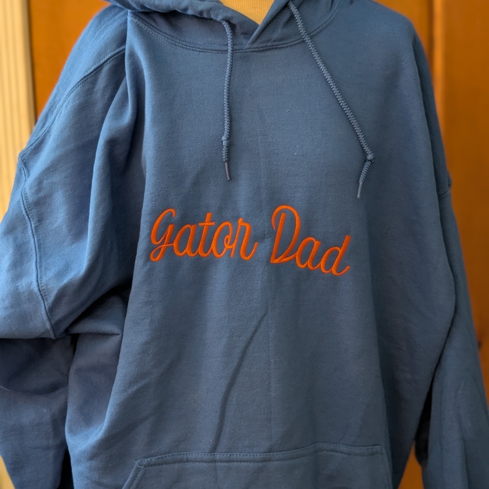 Embroidered Blue Gator Dad Hoodie